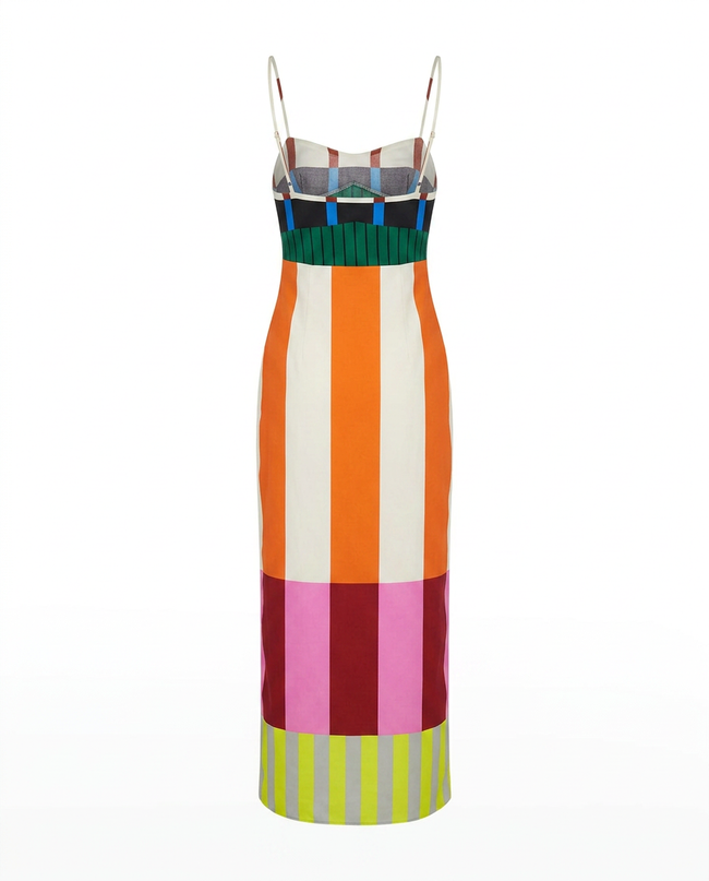 Vibrant Striped Bodycon Maxi Dress Hover Image