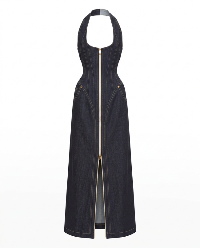 Fierce Backless Halter Maxi Dress Hover Image
