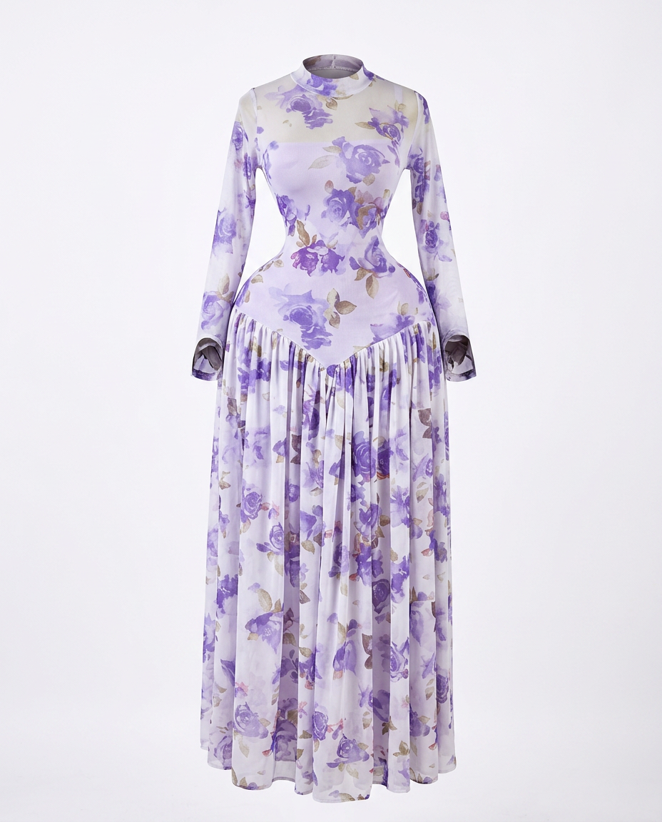Abundant Printed Pleated Maxi Dress