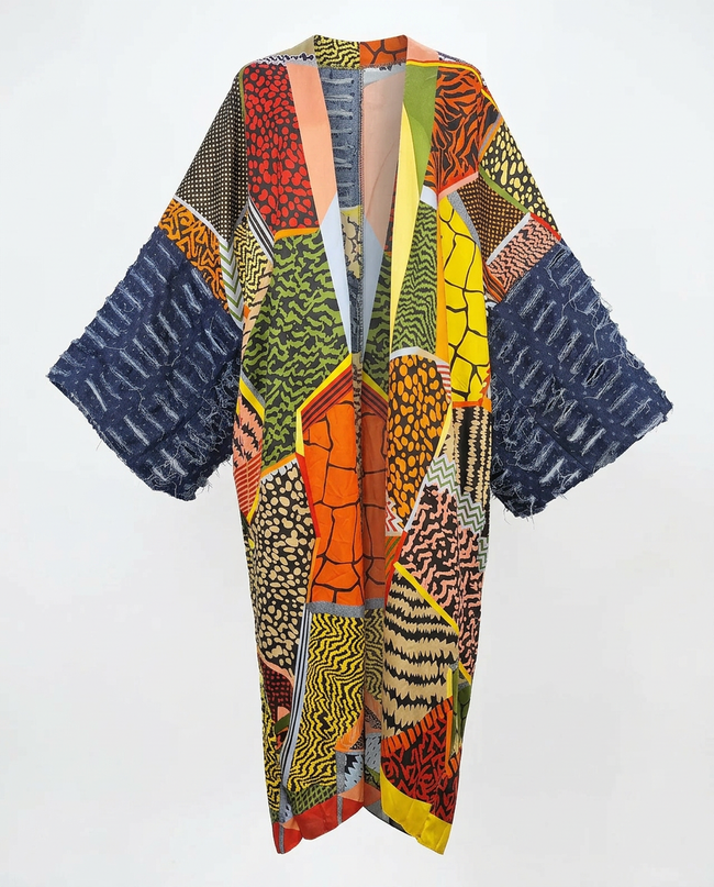 Vibrant Patchwork Denim Kimono Hover Image