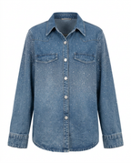 Radiant Rhinestone Denim Shirt