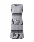 Vibrant Geometric Pleated Midi Dress