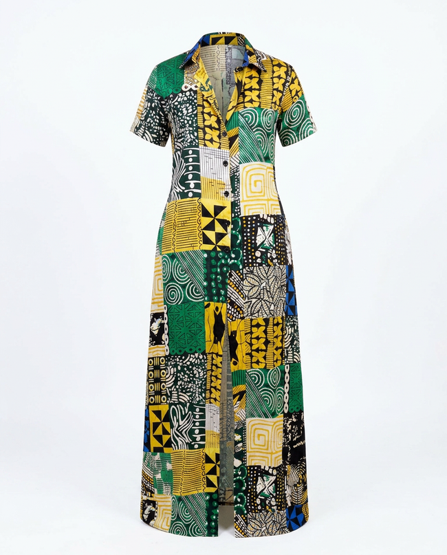 Audacious Silk Ankara Maxi Kaftan Hover Image