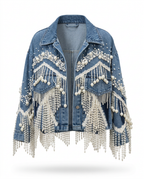 Wild Heart Pearl Tassel Denim Jacket