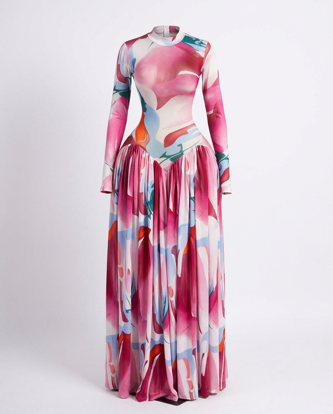 Abundant Printed Pleated Maxi Dress Hover Image