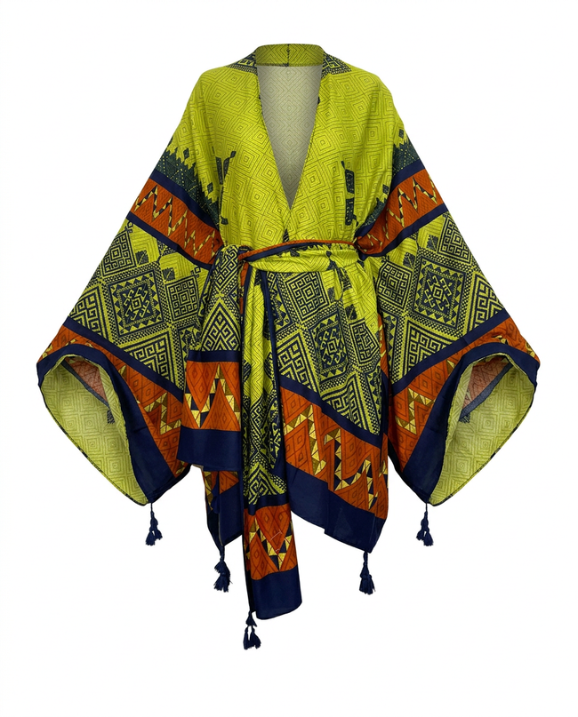 Wanderlust Printed Tassel Kimono Hover Image