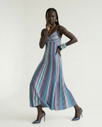 Vibrant Striped Knit Midi Dress