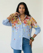 Spirited Striped Floral Blouse