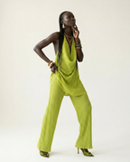 Vibrant Halter Wide-Leg Two-Piece Set
