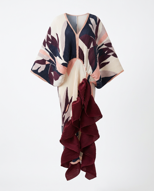 Ethereal Pleated Ruffle Maxi Kaftan Hover Image