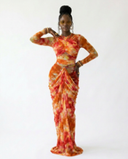 Vibrant Tie-Dye Ruched Maxi Set
