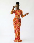 Vibrant Tie-Dye Ruched Maxi Set