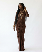Divine Sheer Ruched Maxi Set