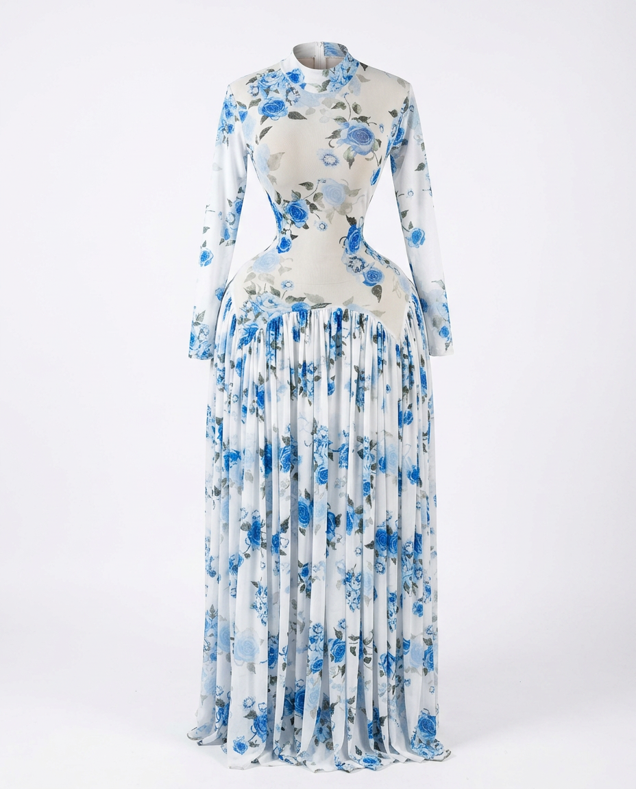 Vibrant Tie-Dye Pleated Maxi Dress