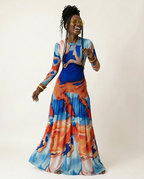 Vibrant Tie-Dye Pleated Maxi Dress
