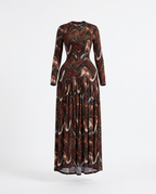 Vibrant Tie-Dye Pleated Maxi Dress