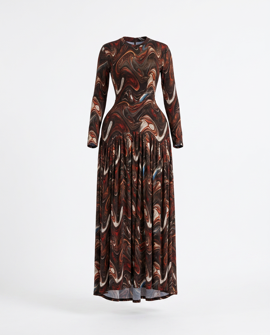 Vibrant Tie-Dye Pleated Maxi Dress
