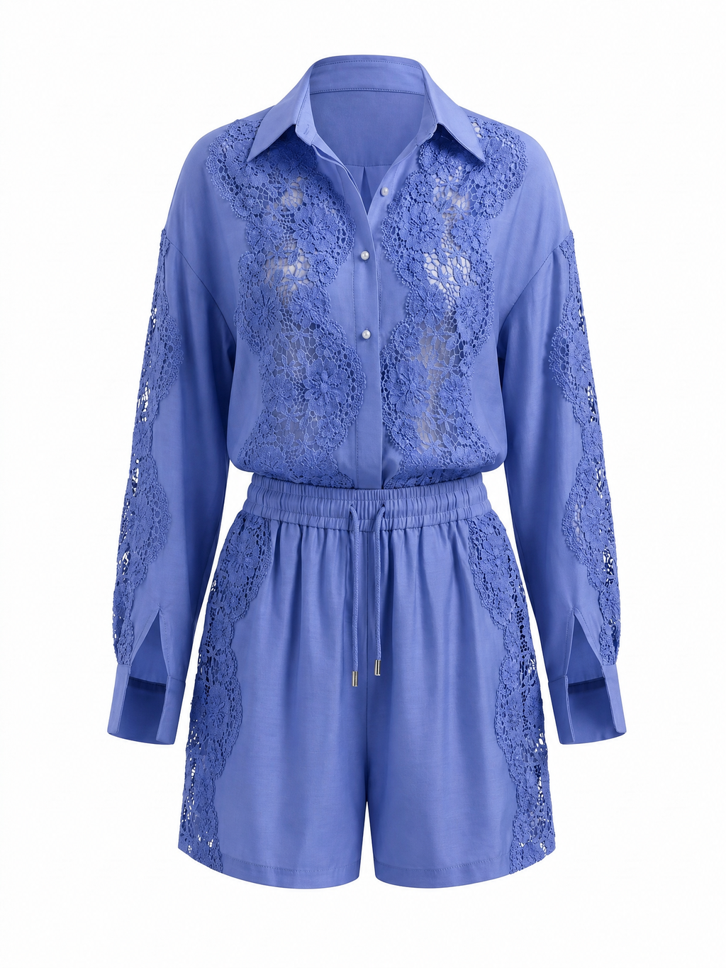 Vibrant Lace Spliced Two-Piece Set