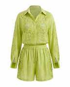 Vibrant Lace Spliced Two-Piece Set
