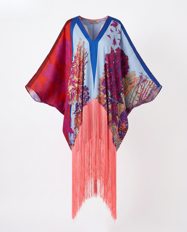 Spirited Tassel Print Maxi Kaftan Hover Image