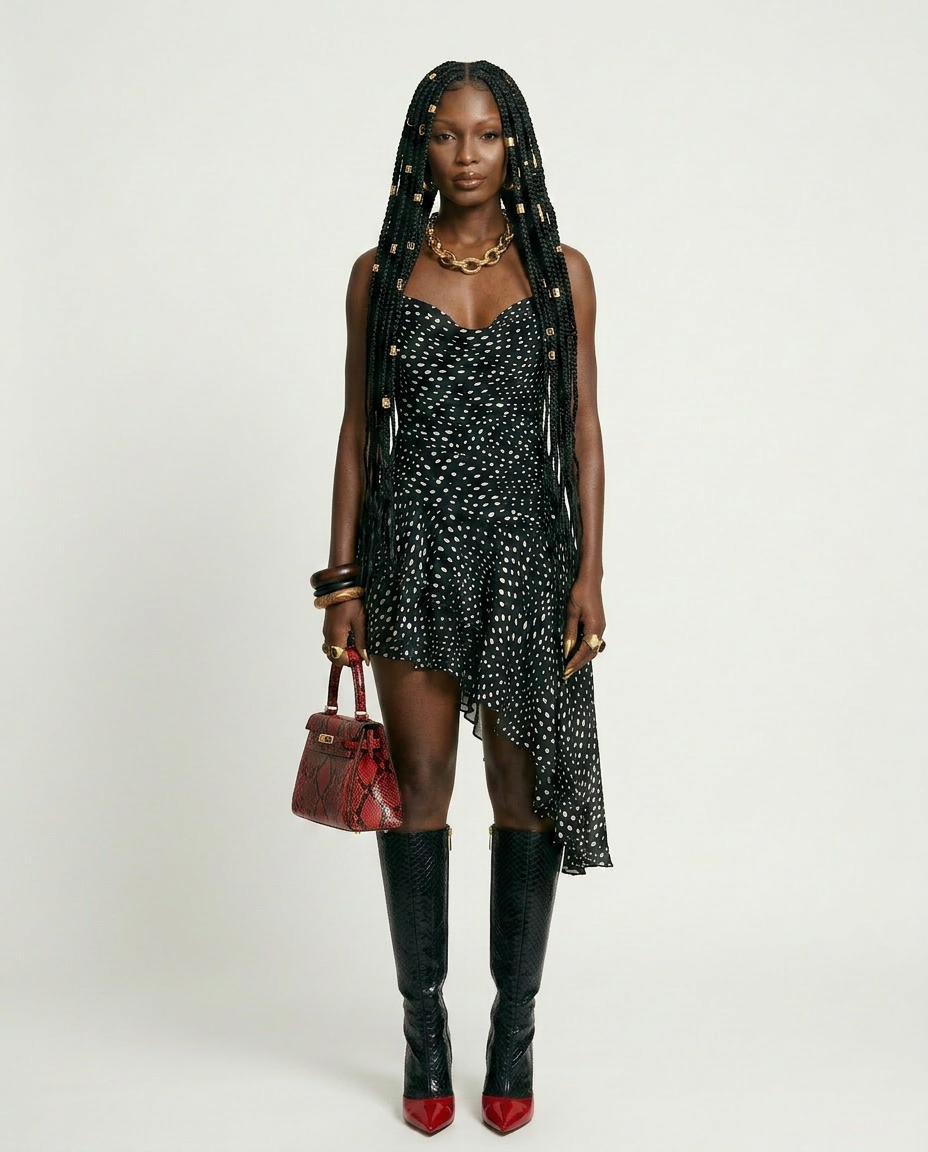 Daring Polka Dot Asymmetrical Mini Dress