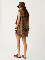 Daring Printed Denim Vest