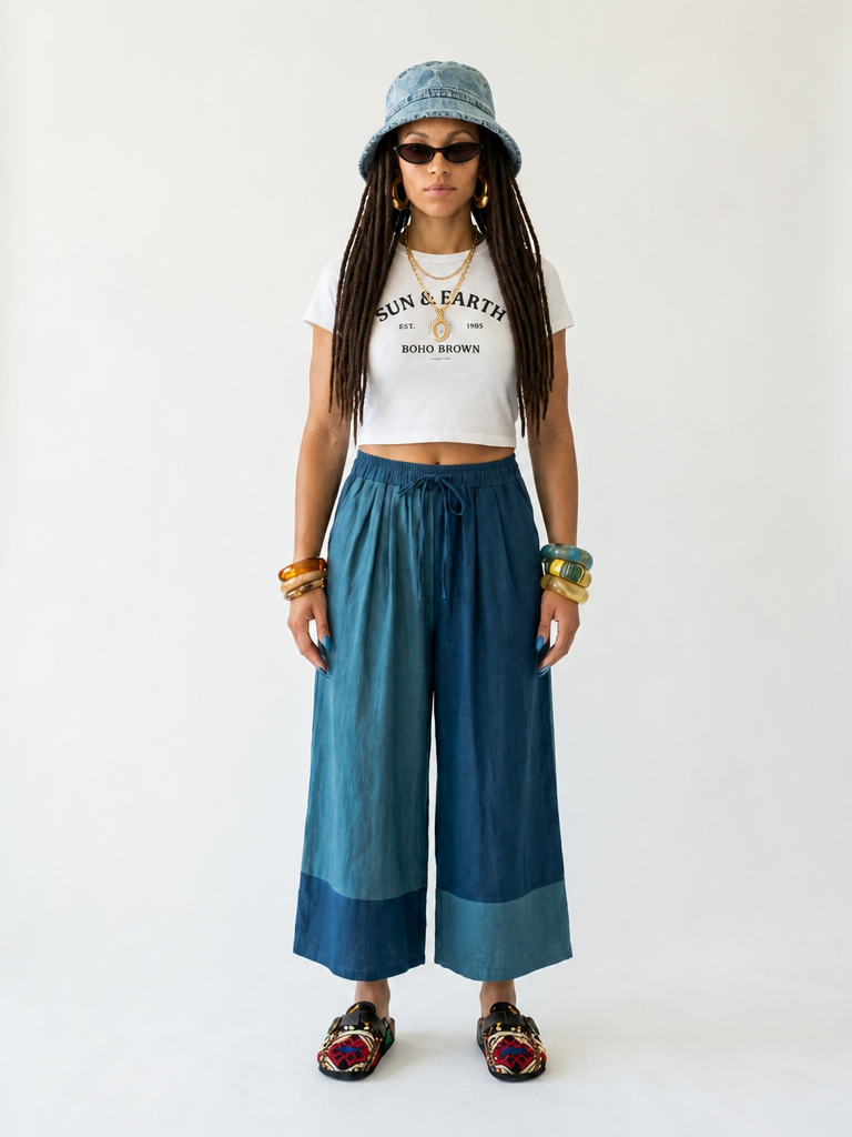 Audacious Color-Block Wide Leg Jeans