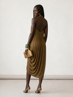 Confident Halter Ruched Maxi Dress