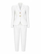 Confident Slim Puff Sleeve Pant Suit