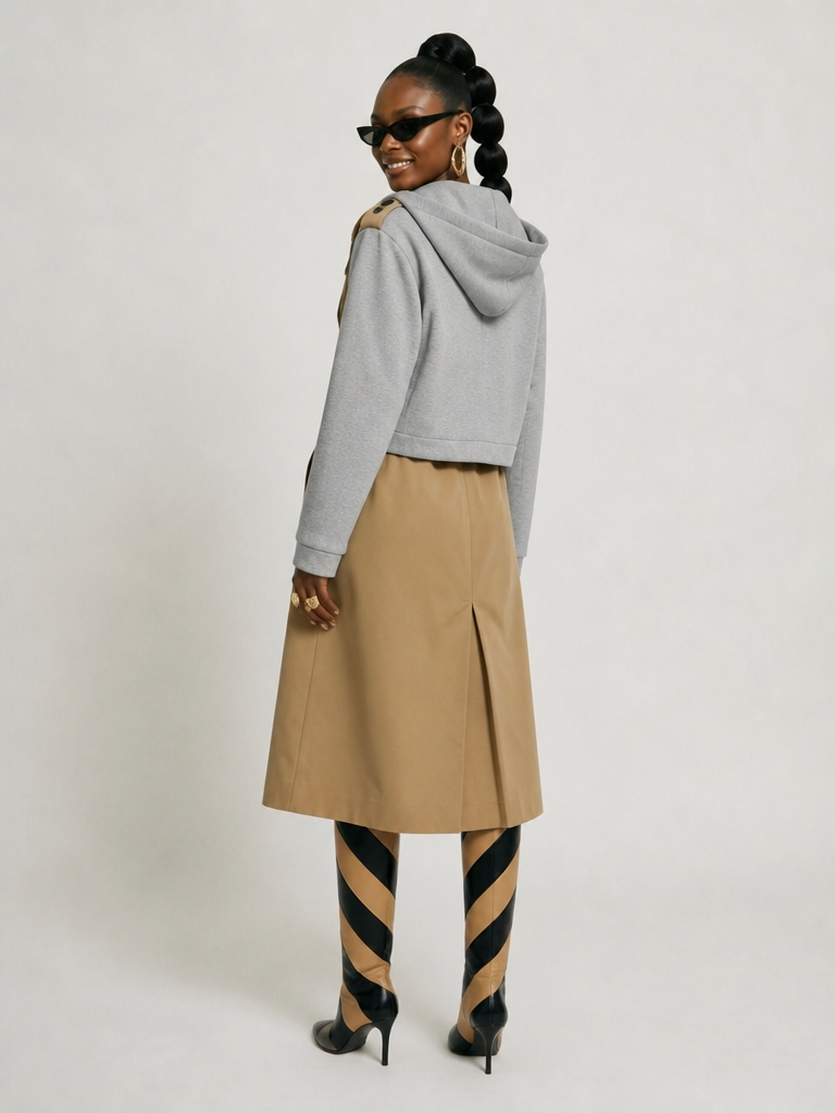 Audacious Hooded Patchwork Trench