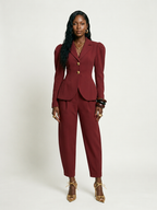 Confident Slim Puff Sleeve Pant Suit