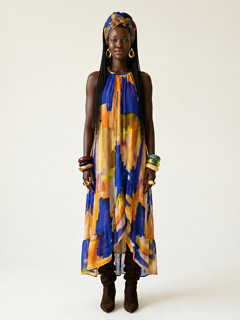 Wanderlust Halter Printed Maxi Dress