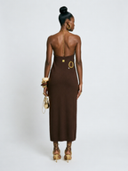 Magnetic Gold Cutout Halter Maxi Dress
