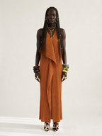Radiant Pleated Halter Maxi Dress