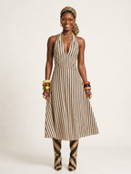 Free Spirit Striped Halter Maxi Dress