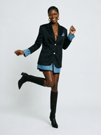 Audacious Denim Spliced Blazer