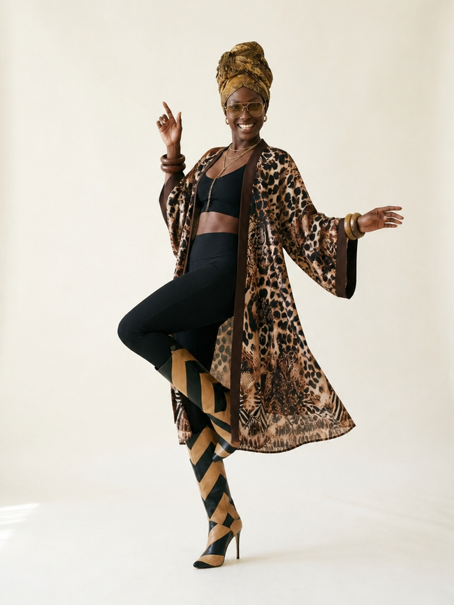 Fierce Leopard Print Maxi Kaftan Main Image