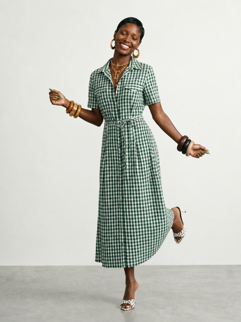 Limitless Plaid Midi Shirt Dress