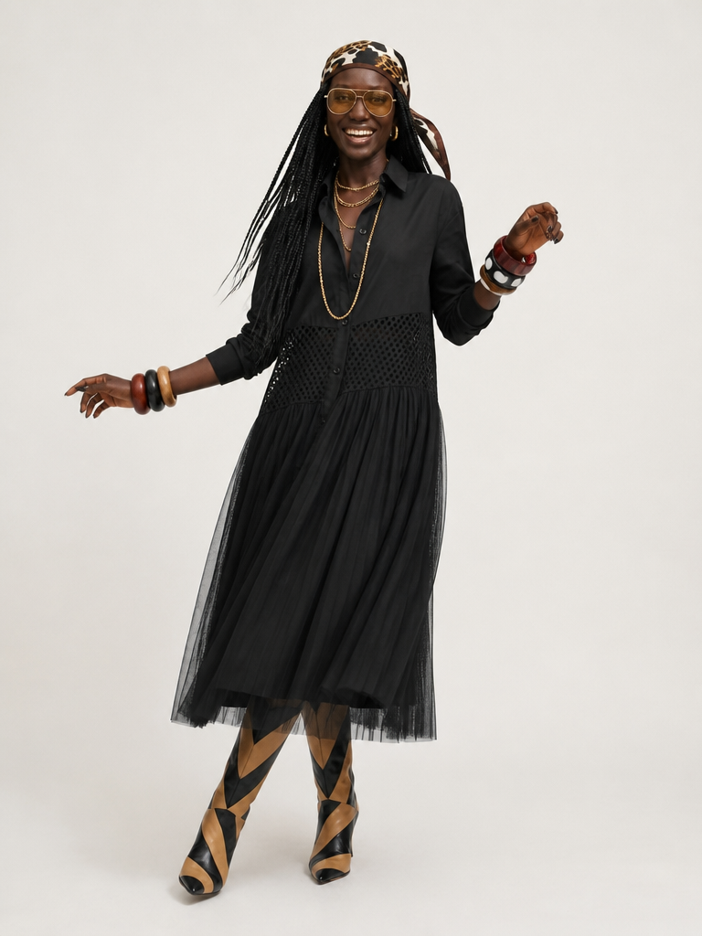 Audacious Mesh Patchwork Maxi Dress