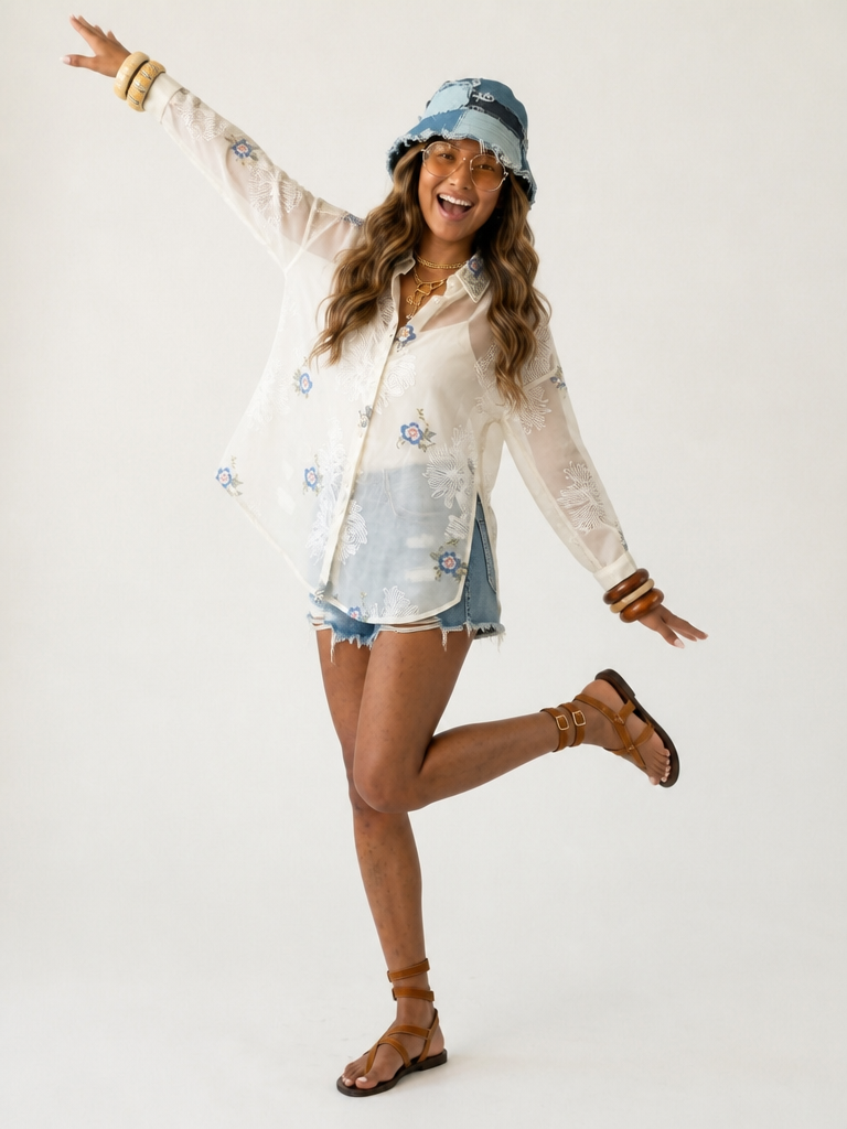 Radiant Embroidered Beaded Blouse