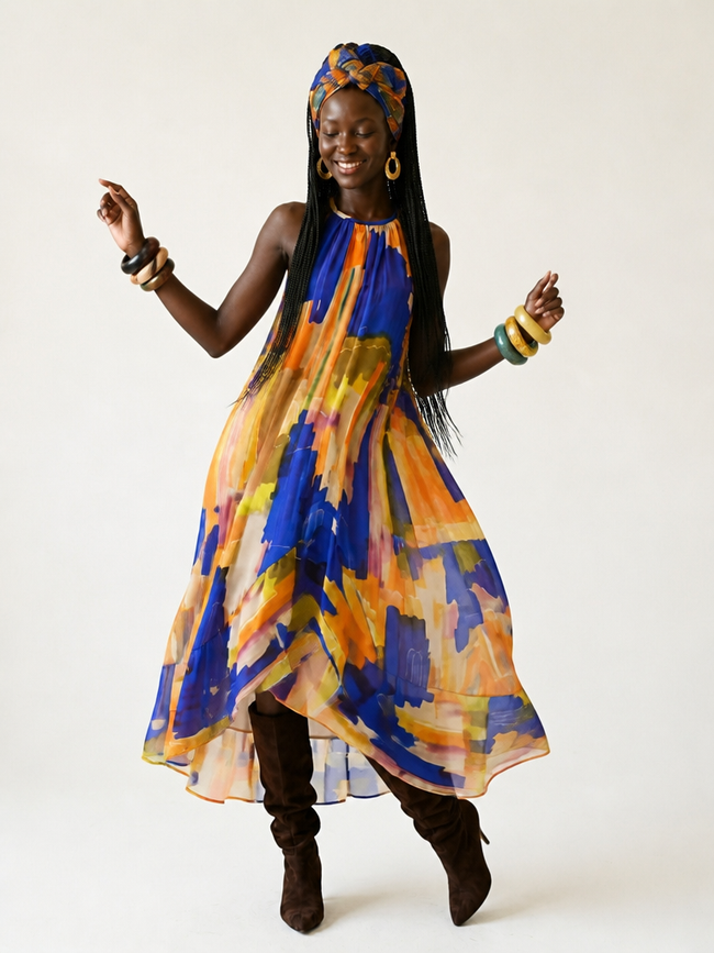 Wanderlust Halter Printed Maxi Dress Main Image