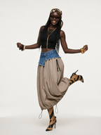 Adventurous Patchwork Denim Skirt