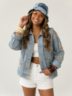 Magnetic Sequin Pearl Denim Jacket