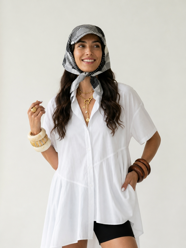 Sovereign Pleated Irregular Hem Blouse Main Image