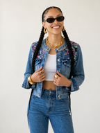 Daring Embroidered Floral Denim Jacket