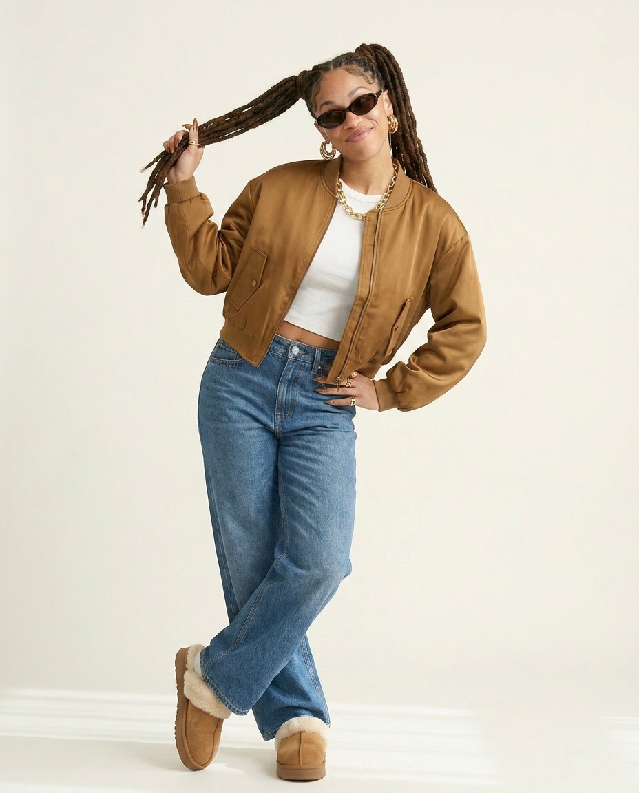Confident Cropped Bomber Jacket
