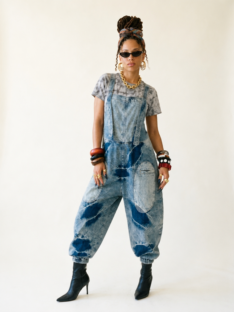 Unique Patchwork Denim Jumpsuit