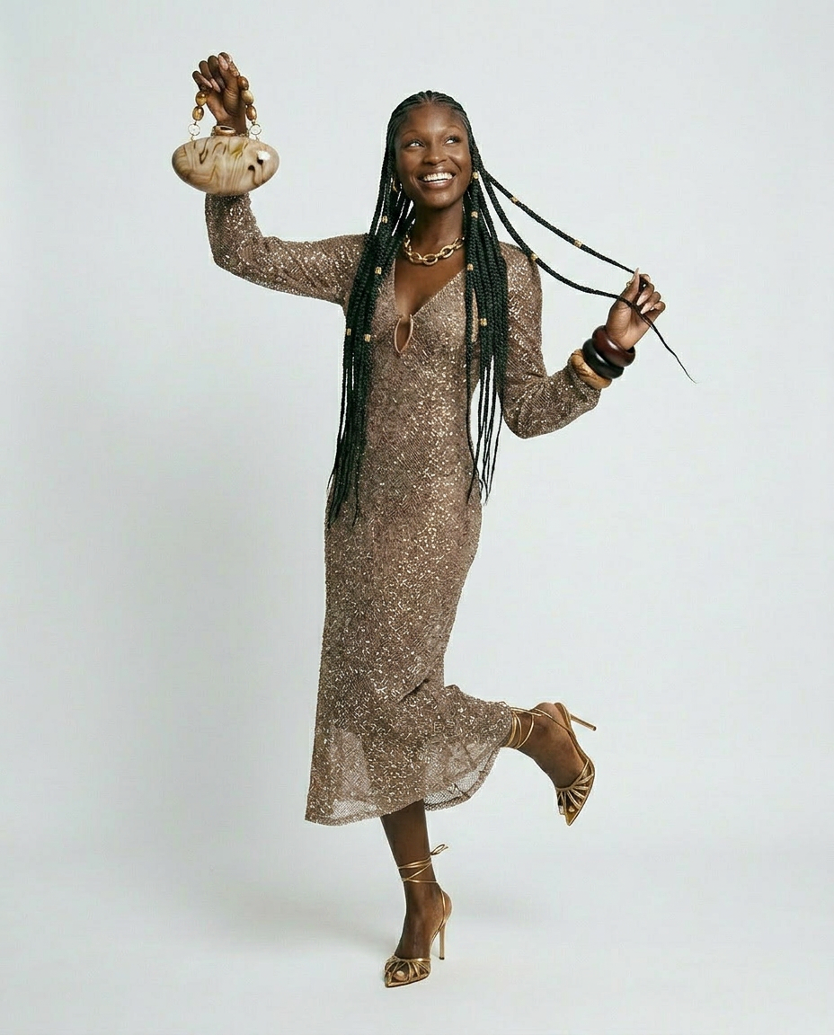 Radiant Sequined V-Neck Maxi Dress