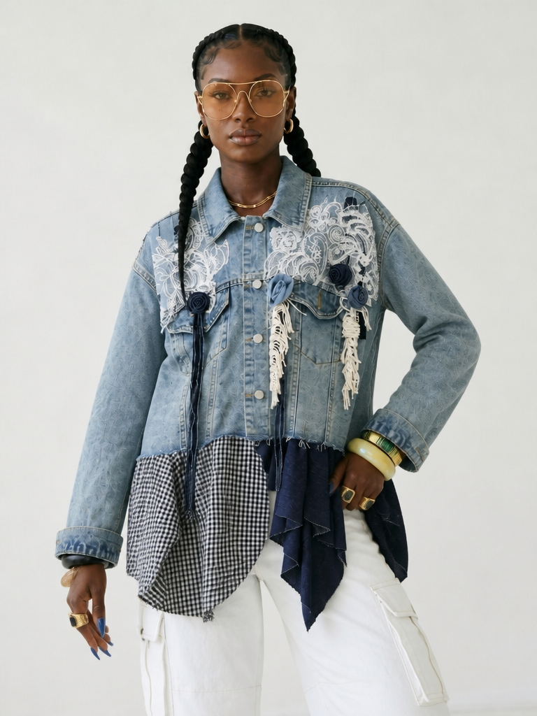 Unique Patchwork Tassel Denim Jacket