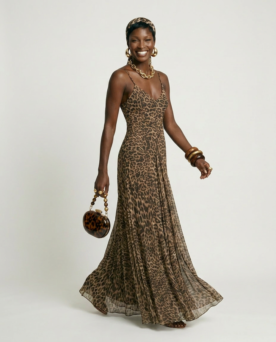 Fierce Leopard Print Maxi Dress
